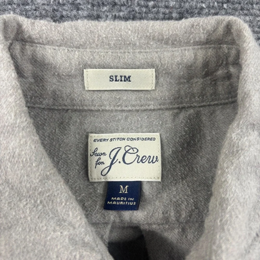 J. Crew Button Down Shirt Medium Gray Slim‎ Fit Flannel Cotton Men's